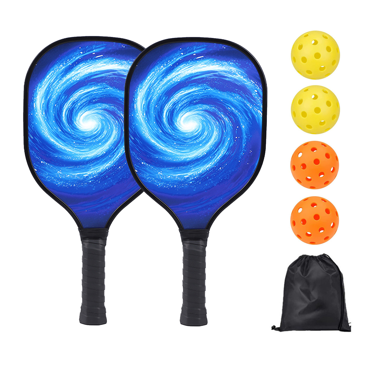 2 rackets (wooden frame), 4 balls, 1 drawstring bag [Model MP129]