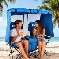 Fauteuil lune moderne pour 2 personnes, pliable, en tissu Oxford, pour une utilisation en intérieur/extérieur, pour la pelouse, la plage ou le camping, avec auvent