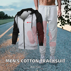 Prix de gros Nouveaux ensembles de survêtements sportifs pour hommes grandes tailles, design tendance, automne, couleur unie, 100% coton, respirant et léger - Product Image 2