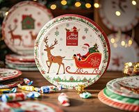 Assiettes en papier jetables multicolores de style chinois à grandes fleurs, 230 g/m², 17,5 cm, avec logo personnalisé moderne