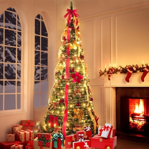 Árbol de Navidad artificial de 6 pies <span class=keywords><strong>decorado</strong></span> <span class=keywords><strong>con</strong></span> <span class=keywords><strong>cinta</strong></span> y adornos de 180cm - Product Image 5