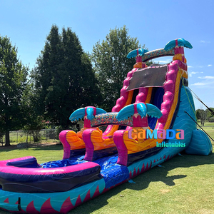 Nouveau château aquatique gonflable à double toboggan, couleur fruit du dragon, <span class=keywords><strong>avec</strong></span> palmier et <span class=keywords><strong>piscine</strong></span> pour jeux d'été en extérieur dans la cour - Product Image 2