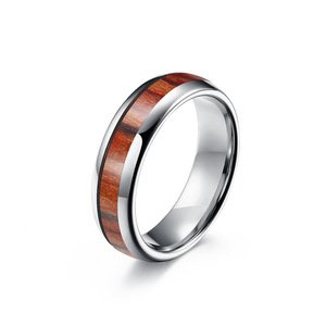 Nordic minimalist style <b>tungsten</b> steel and wood leather rings, niche design, <b>tungsten</b> gold wedding bands, high-end jewelry. - Product Image 5