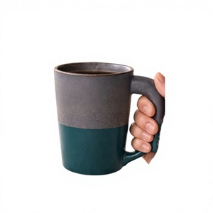 Ceramic Coffee <b>Mugs</b> Two-Tone Matte Gray Teal Minimalist Design <b>Large</b> Capacity Dishwasher Microwave Safe SAFA International Home - Product Image 1