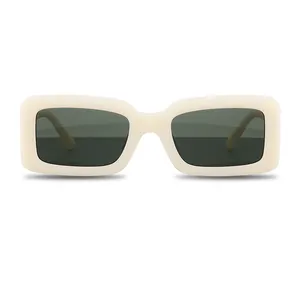 2024 कस्टम ब्रांड लोगो ठोस सफेद एसीटेट धूप के चश्मे पुरुषों के लिए वर्ग सूर्य के रंगों के चश्मे