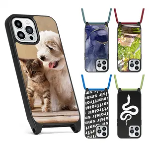 Anty-Fall Shockproof Crossbody Necklace Shoulder Blank Animal 2D Sublimation Phone Cases With Strap For IPhone Samsung Huawei