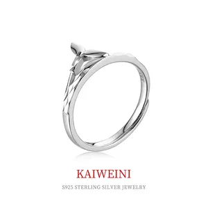 KAIWEINI-Conjunto de anillo de Plata de Ley 925 con cola de pez, joyería de lujo, anillos chapados en platino, para mujeres