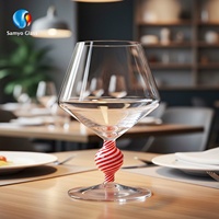 Verres à vin rouge en verre borosilicate de 280 ml avec logo personnalisé, design unique en forme de boule colorée, fournisseur chinois Samyo, pour cadeau