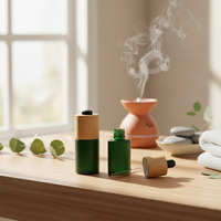 Flacon compte-gouttes en verre dépoli de 30 ml pour huiles essentielles, cosmétiques, avec bouchon en bambou et épaule plate
