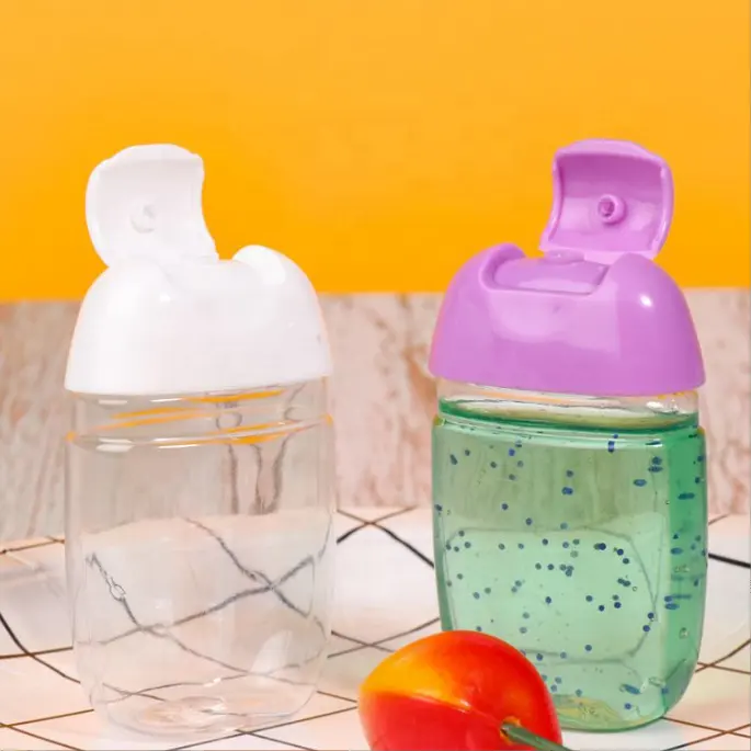 Garrafa plástica com desinfetante de mão, garrafa plástica com estojo de silicone para pet 30ml, 50ml/60ml, garrafa de gel desinfetante de mão