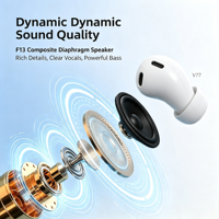 Auriculares TWS con Cancelación de Ruido, Sonido Envolvente Estéreo y Diafragma de 13 mm, con Aplicación de Traducción Global por IA para Música y Llamadas Diarias