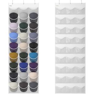 Hat Organizer 27 Pockets Over The Door Clear Pockets For Baseball Caps Storage Hanging Closet Organizer - Product Image 1