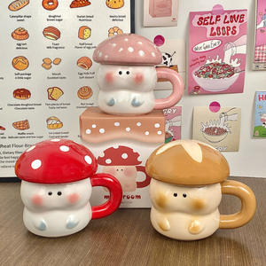 Dragon Nest Mushroom Ceramic <b>Mug</b> With Lid 401-500ml Large Capacity For Home Couples Gift - Product Image 2