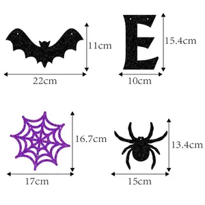 DAMAI 할로윈 박쥐 종이 배너 할로윈 파티 매달려 편지 박쥐 거미 장식 파티 용품