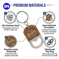 Porte-clés décapsuleur ovale en similicuir personnalisable au laser avec logo de marque, décapsuleur en cuir PU gravé au laser