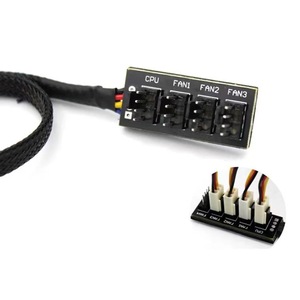 Câble de connexion de refroidissement avec contrôle de température PWM 4 broches, concentrateur de ventilateurs 1 à 5 pour ventilateurs de boîtier d'ordinateur de bureau, 30 cm - Product Image 1