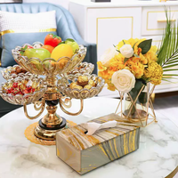 Table basse moderne pour la maison, plateau à fruits rotatif en verre cristal européen multi-niveaux, créatif, luxe léger, pour snacks et bonbons, émail coloré