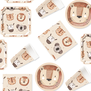 Juego de Vajilla DAMAI para Fiesta en la Selva para 8 Personas, Platos, Vasos y Servilletas de Papel con Animales Salvajes para Baby Shower, Decoración para Fiesta Wild One - Product Image 2