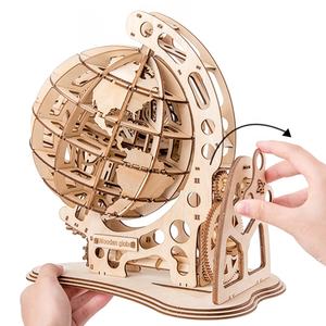 <span class=keywords><strong>Globe</strong></span> mécanique en bois à transmission manuelle, jouets DIY, <span class=keywords><strong>puzzle</strong></span> en bois <span class=keywords><strong>3D</strong></span> pour enfants - Product Image 3