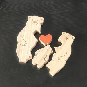 Puzzle in Legno Personalizzabile a Forma di Orsetto, Regalo Unico per la Famiglia, Festa della Mamma, Festa del Papà, Decorazione per la Casa - Product Image 3
