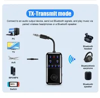 Bluetooth 6.0 Audio-Sender und -Empfänger 3,5mm AUX HIFI Dual-Geräte Drahtloser Adapter mit Leistungsanzeige für Auto und TV