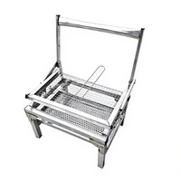 Barbecue rotatif manuel pliable en acier inoxydable, support de barbecue portable au charbon de bois, léger (8 kg) pour le camping en plein air et les familles