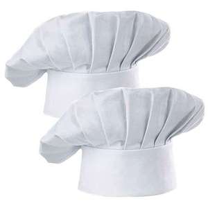 Juego de 2 Gorros de Chef para Adultos, Ajustables, Elásticos, para Cocina, con Rayas, Transpirables, de Poliéster/Algodón, Blancos, para Invierno - Product Image 1