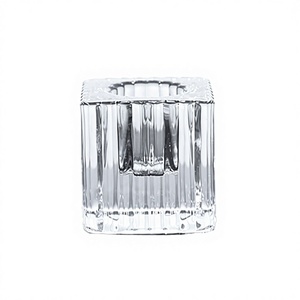 Crystal <b>Glass</b> Candlestick Transparent square Ice Cube <b>Candle</b> <b>Holder</b> Ornament - Product Image 6