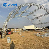 Structure de scène pliable 290 mm en treillis d'aluminium et d'acier, avec fixation par spigot pour contreplaqué et verre, certifiée TUV, pour événements