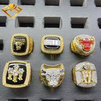 Bagues de championnat vintage F H personnalisables bleues – Bague commémorative tendance en cuivre plaqué or avec diamant de laboratoire certifié