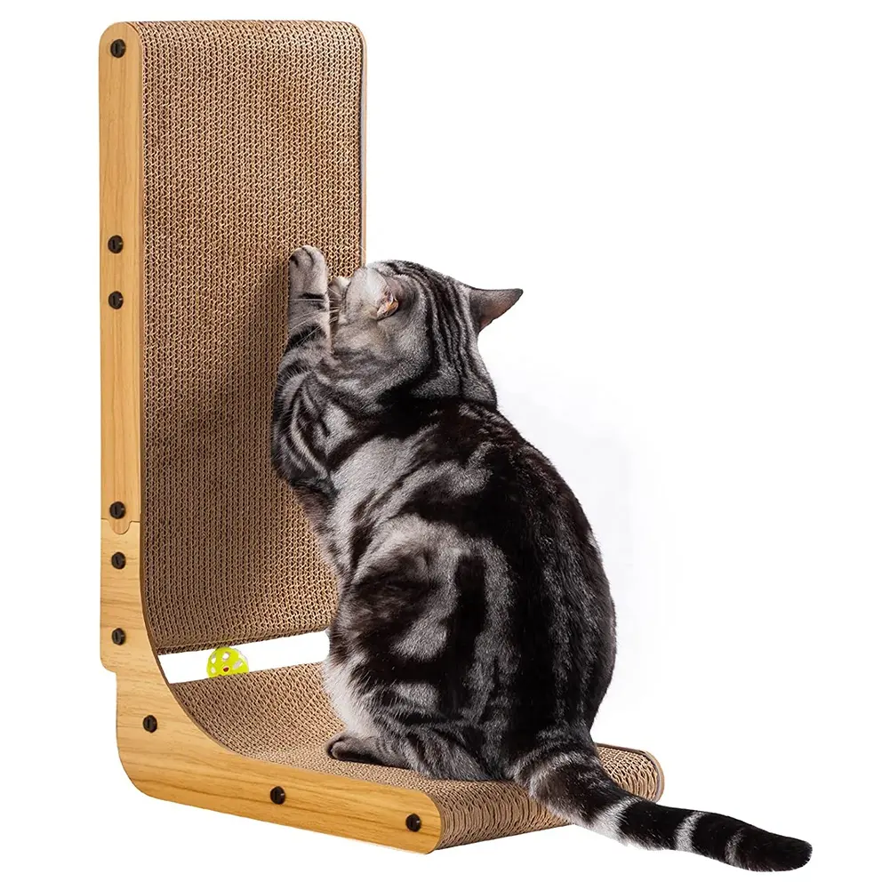 L-Form Cat Scratcher Karton Cat Scratching mit Ball Toy Protect ing Möbel Cat Scratch Pad für den Innenbereich