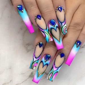 Juego <span class=keywords><strong>de</strong></span> 24 <span class=keywords><strong>Uñas</strong></span> Acrílicas <span class=keywords><strong>de</strong></span> Moda para Presionar, Diseño <span class=keywords><strong>de</strong></span> Cobertura Completa, <span class=keywords><strong>Precio</strong></span> <span class=keywords><strong>de</strong></span> Fábrica para <span class=keywords><strong>Uñas</strong></span> Artificiales - Product Image 1