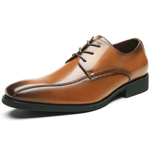 Zapatos de vestir de cuero genuino marrón con punta en pico, sin cordones, para todas las estaciones, suela de goma, envío directo - Product Image 1