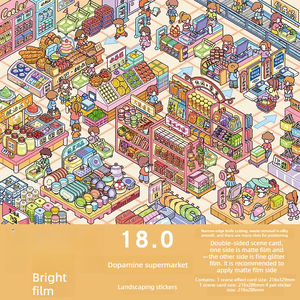 Paquete de 6 hojas, Serie Yanyou 18.0, Escena de Calle de Año Nuevo en la Isla Yanyou, Set de Calcomanías 3D en Miniatura para DIY - Product Image 1