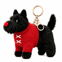 Porte-clés chien en peluche Zaves à bas prix, personnalisé, écologique, durable, avec pull rouge douillet, pendentif chiot en peluche fiable pour sac à dos