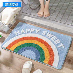 Alfombra de baño Happy Sweet Rainbow, alfombra rectangular antideslizante para baño, dormitorio, entrada - Product Image 3