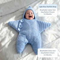 Ensemble de photographie pour nouveau-né en coton fait main, écoresponsable, au crochet, motif étoile de mer, avec capuche, cadeau de baby shower, vente en gros