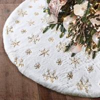 Jupe de sapin de Noël en peluche épaisse à motif flocon de neige 90/122cm, jupe de sapin dorée à paillettes, décorations pour la base du sapin de Noël