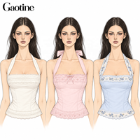Hauts Corsets Personnalisés OEM ODM pour Femmes, Style Coquette, Col Halter, Broderie Dentelle, Ajustés, Dos Nu, pour Soirées d'Été, Vente en Gros