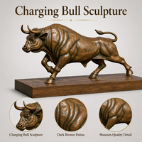 Statue de taureau en bronze moulé grandeur nature pour extérieur, finition antique, taureau en marche, sculpture d'art métallique, pour jardin et place publique, fabrication sur mesure