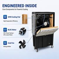 Refroidisseur d'air évaporatif intelligent 15000cmh, climatiseur portable, ventilateur, télécommande, 380W, 220V, sans compresseur, pour bureau, hôtel