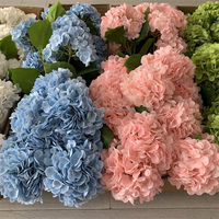 B-1275 Hortensias artificiels de haute qualité, 168 pétales, toucher réel, branche unique, grandes fleurs blanches à longue tige, Saint-Valentin