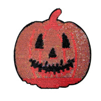 Patchs thermocollants 3D brodés de strass et de paillettes, motif tête de citrouille d'Halloween, avec motifs cœur et fleur