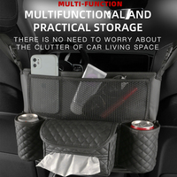 Organisateur de siège de voiture en cuir PU et feutre, 4 à 7 compartiments, multifonctionnel, porte-gobelet, boîte à mouchoirs, luxe central - Meilleures ventes