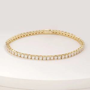 Bracelet tennis en moissanite certifiée Sier GRA 4 mm plaqué or jaune, style classique, bracelets et joncs chrétiens - Product Image 4