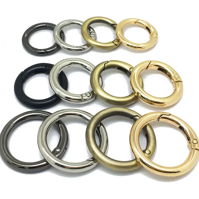 Handbag Strap Clasp Zinc Alloy Spring Gate Gold Carabiner Clip Buckle Multi Color Circle Snap Hook O Rings