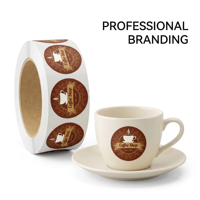 Étiquettes autocollantes personnalisées pour tasses à café, résistantes à l'eau, à la chaleur et au froid, de qualité alimentaire, avec logo imprimé, pour l'emballage de boissons, en rouleau