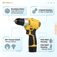 Perceuse sans fil 16V sans balais 55Nm 2 vitesses Outil électrique
