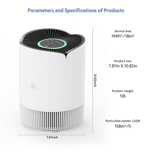 Home H13 Air Purifier Touch Key Electrostatic HEPA Filter Plastic Desktop Installation Electric US Home Household Purifiers