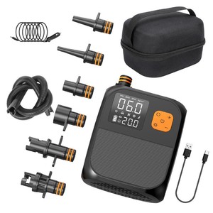 Pompe à air rechargeable pour <span class=keywords><strong>paddle</strong></span> board en ABS, <span class=keywords><strong>batterie</strong></span> 8000 mAh, haute pression 25 PSI, manomètre numérique de pression des pneus, 12 V CC pour voiture - Product Image 1